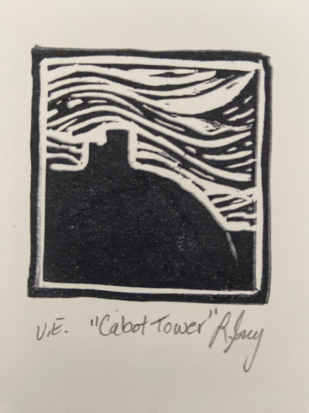 Linocut Original - Cabot Tower
