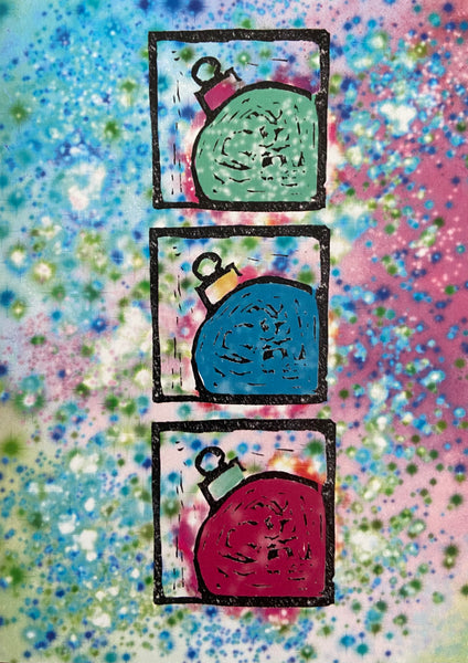 Art Card - Christmas with 3 Bulbs