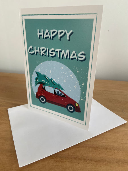 Happy Christmas - car with tree