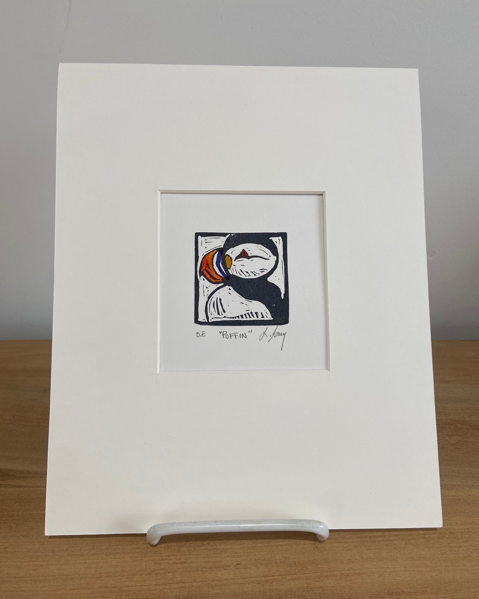 Linocut - Puffin