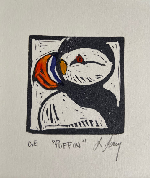 Linocut - Puffin