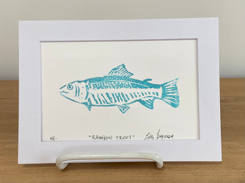 Linocut Original - Rainbow Trout