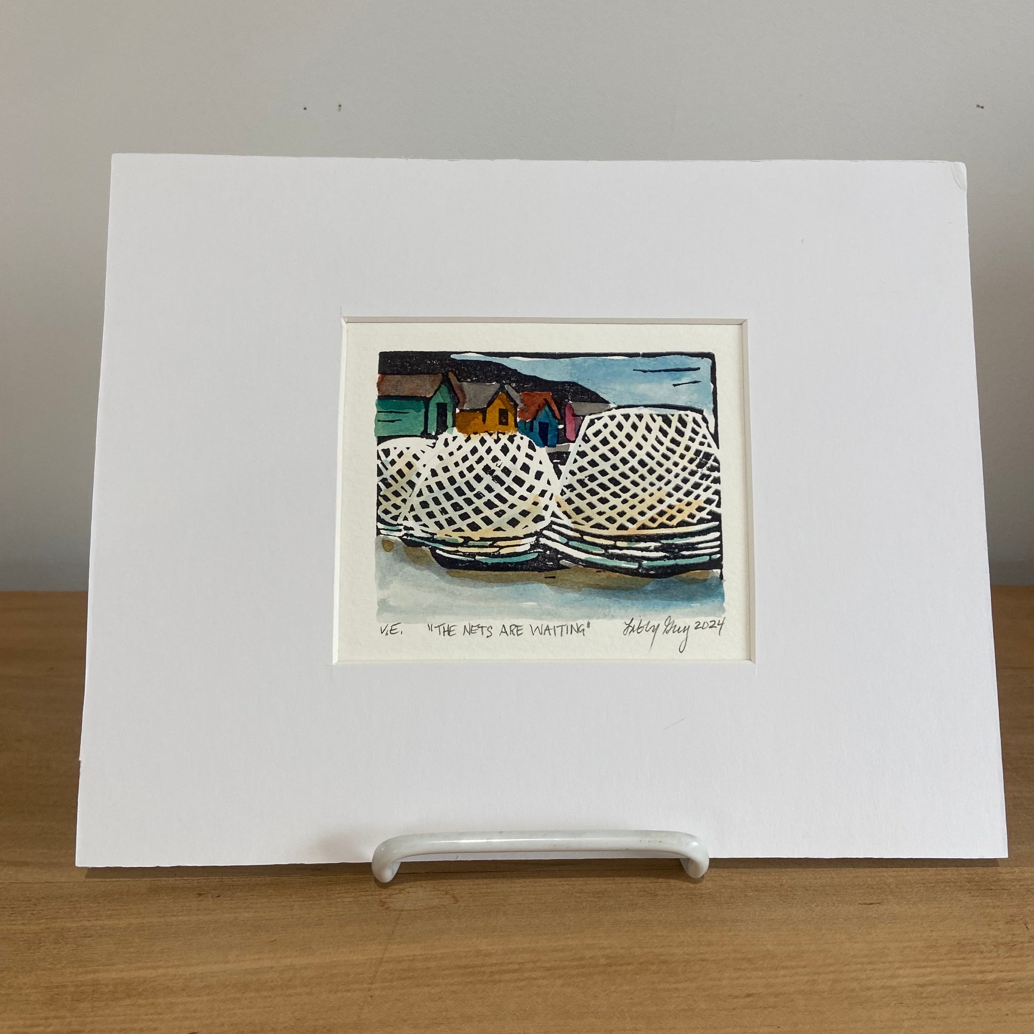 Linocut - The Nets are Waiting