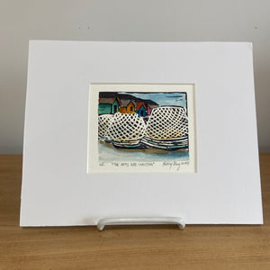 Linocut - The Nets are Waiting