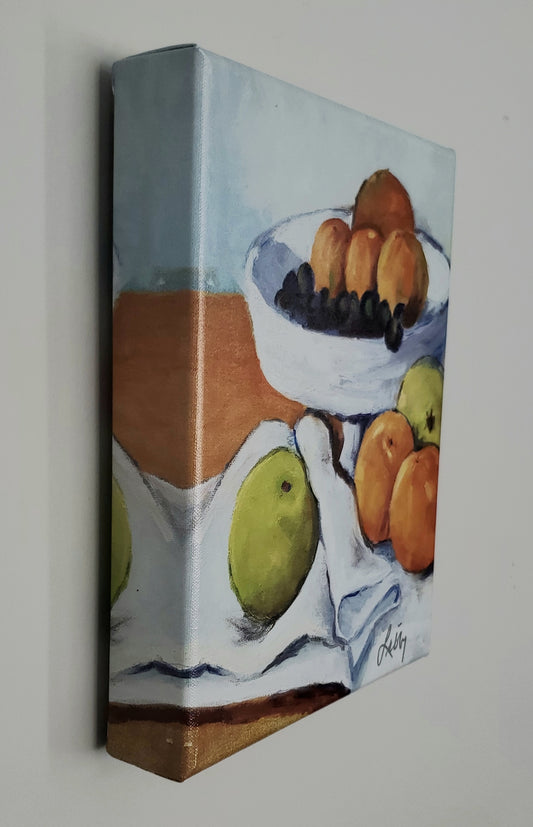 White Fruit Bowl, after Cezanne
